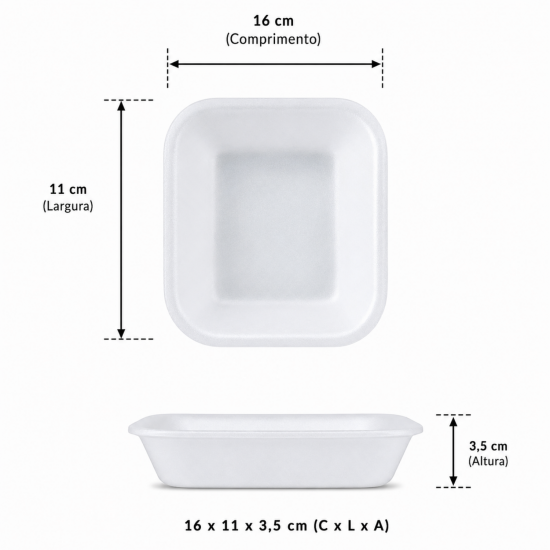 Bandeja de Isopor Funda B52F com 10 unid. Branca