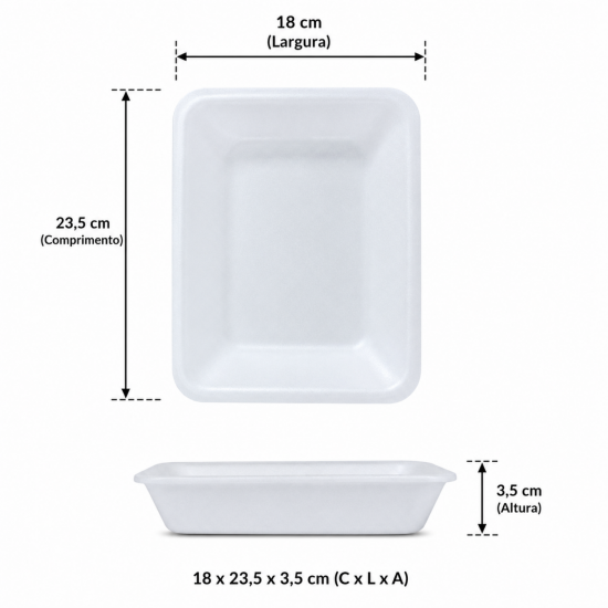Bandeja de Isopor Funda B3F/CFL003 com 10 unid. Branca