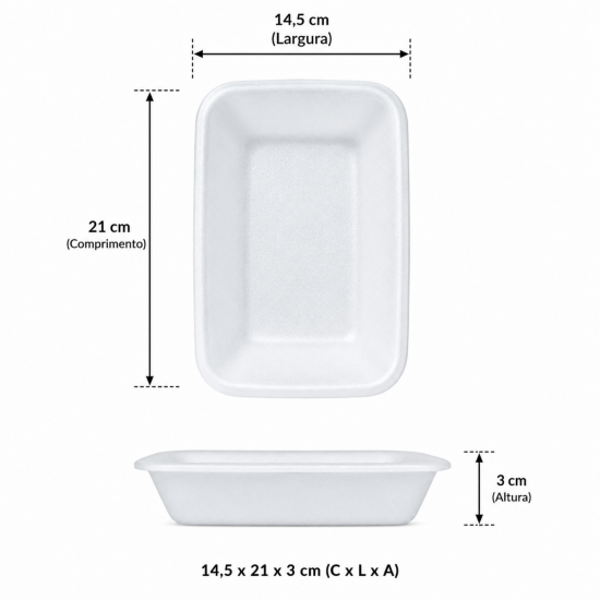 Bandeja de Isopor Funda B2F/CFL002 com 10 unid. Branca