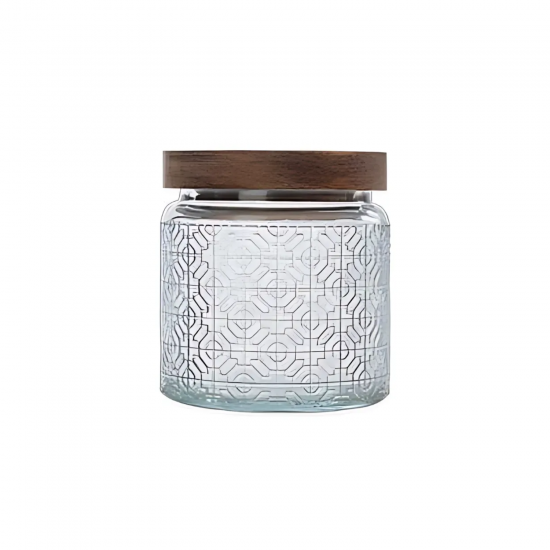 Pote de Vidro Redondo com Tampa Acácia Rústico 750ml Le Bianco Pote de Vidro Redondo com Tampa Acácia Rústico 750ml Le Bianco
