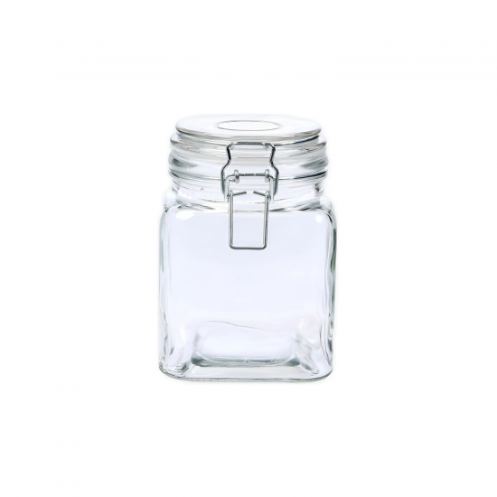 Pote de Vidro com Trava Quadrado 910ml Sofistic Le Bianco
