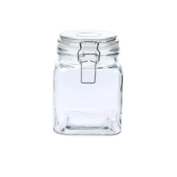 Pote de Vidro com Trava Quadrado 1100ml Sofistic Le Bianco