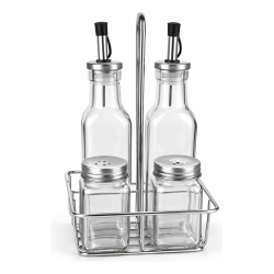 Galheteiro de Vidro 4 pcs com Suporte Gourmet Le Bianco