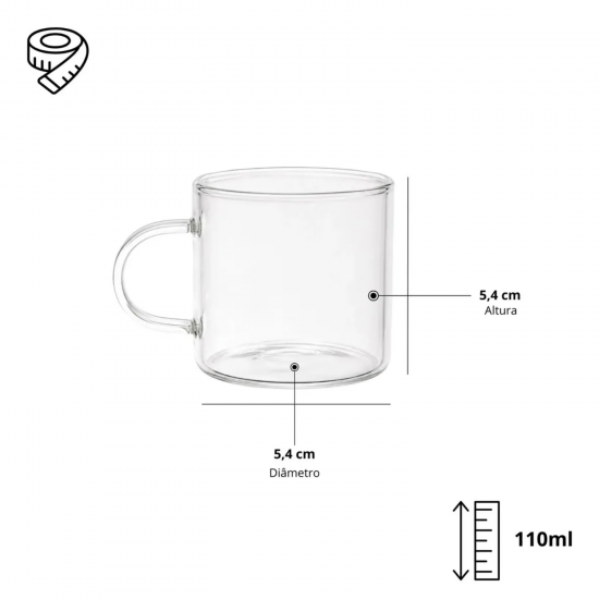 Bule de Vidro 1L + 6 Xícaras 110mL Deluxe Le Bianco Bule de Vidro 1L + 6 Xícaras 110mL Deluxe Le Bianco