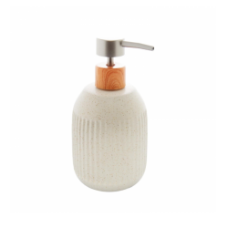 Porta Sabonete Líquido 430mL Cerâmica Granilite Lines Branco Lyor 