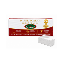 Papel Toalha Interfolhado Ruzalem 2 Dobras Branco com 1000 folhas
