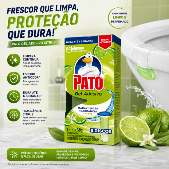 Gel Adesivo Sanitário Pato Citrus Refil de 38g Gel Adesivo Sanitário Pato Citrus Refil de 38g