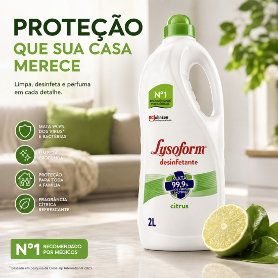 Desinfetante Lysoform Bruto Citrus 2L Desinfetante Lysoform Bruto Citrus 2L