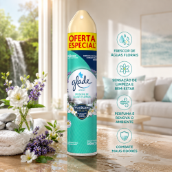 Aromatizador Aerossol Glade 360ml Frescor de Águas Florais Aromatizador Aerossol Glade 360ml Frescor de Águas Florais