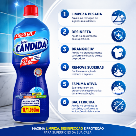 Cloro Gel 6 em 1 Super Candida 1L Cloro Gel 6 em 1 Super Candida 1L