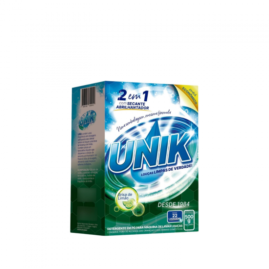 Detergente Máquina de Lavar Louça Unik com Secante Abrilhantador 500g