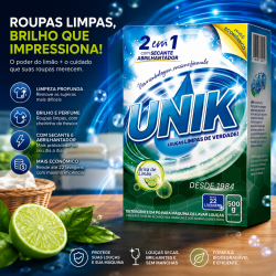 Detergente Máquina de Lavar Louça Unik com Secante Abrilhantador 500g Detergente Máquina de Lavar Louça Unik com Secante Abrilhantador 500g