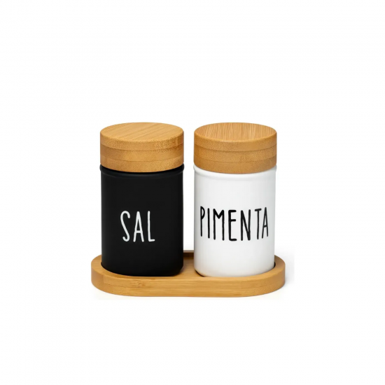 Saleiro e Pimenteiro com Suporte 3 peças Doha Hauskraft Saleiro e Pimenteiro com Suporte 3 peças Doha Hauskraft