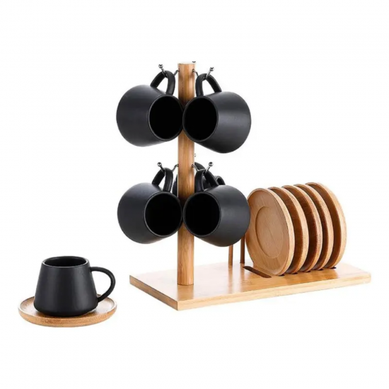 Jogo de Xícaras Oasis Hauskraft Preto com Suporte + 6 Xícaras Jogo de Xícaras Oasis Hauskraft Preto com Suporte + 6 Xícaras