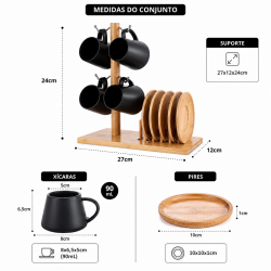 Jogo de Xícaras Oasis Hauskraft Preto com Suporte + 6 Xícaras Jogo de Xícaras Oasis Hauskraft Preto com Suporte + 6 Xícaras