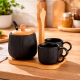 Jogo de Xícaras + Açucareiro Oasis Hauskraft Preto com Suporte Jogo de Xícaras + Açucareiro Oasis Hauskraft Preto com Suporte