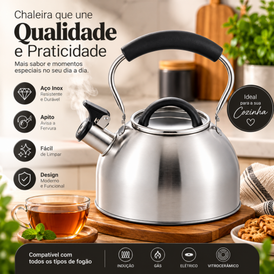 Chaleira de Inox 2L MTA com Cabo 