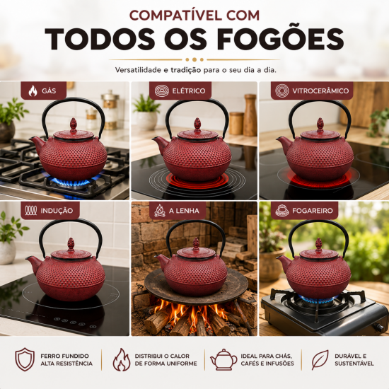 Chaleira de Ferro Nº18 MTA Vermelha 1,5L Chaleira de Ferro Nº18 MTA Vermelha 1,5L