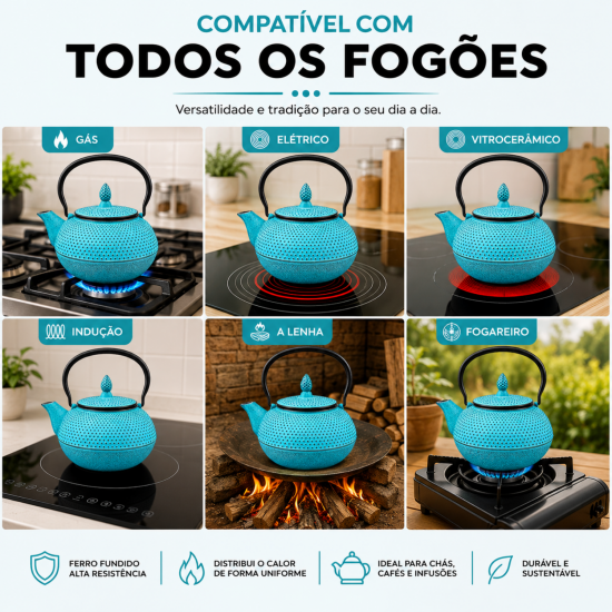 Chaleira de Ferro Nº18 MTA Azul 1,5L Chaleira de Ferro Nº18 MTA Azul 1,5L