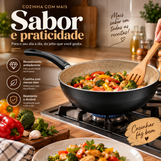Frigideira Antiaderente Wok Teflon 24cm MTA 2,8L