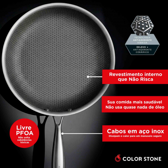 Frigideira de Indução Antiaderente 20cm Hexxa 3D Ceramic Colorstone Frigideira de Indução Antiaderente 20cm Hexxa 3D Ceramic Colorstone