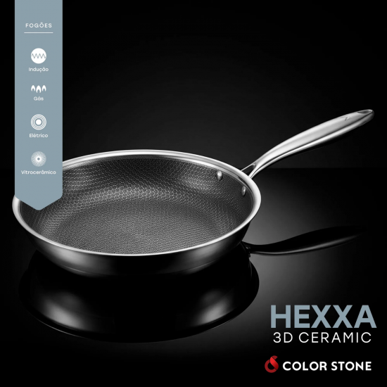 Frigideira de Indução Antiaderente 24cm Hexxa 3D Ceramic Colorstone Frigideira de Indução Antiaderente 24cm Hexxa 3D Ceramic Colorstone
