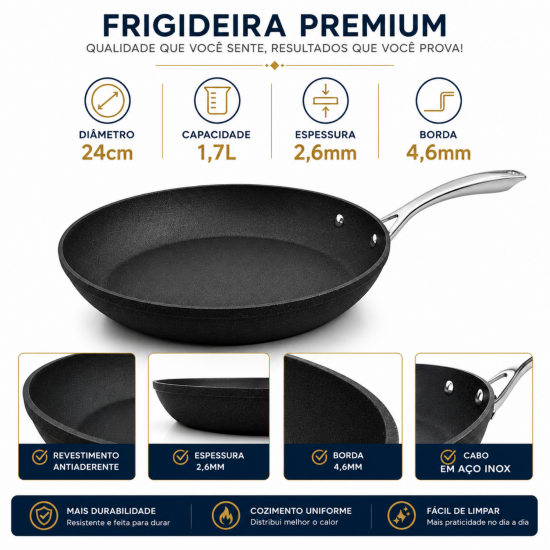 Frigideira de Indução Antiaderente 24cm Robust Colorstone Frigideira de Indução Antiaderente 24cm Robust Colorstone