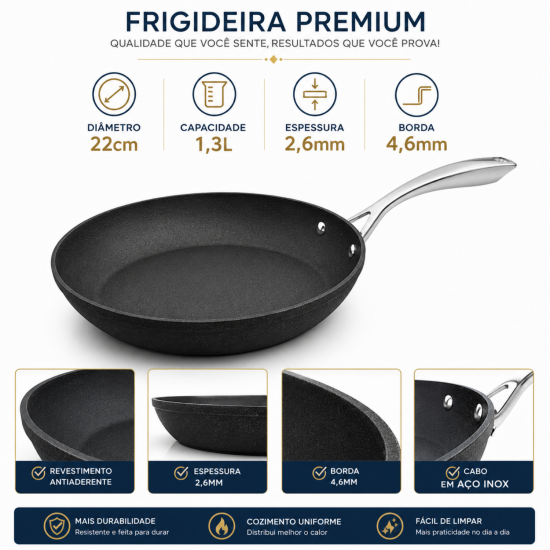 Frigideira de Indução Antiaderente 22cm Robust Colorstone Frigideira de Indução Antiaderente 22cm Robust Colorstone