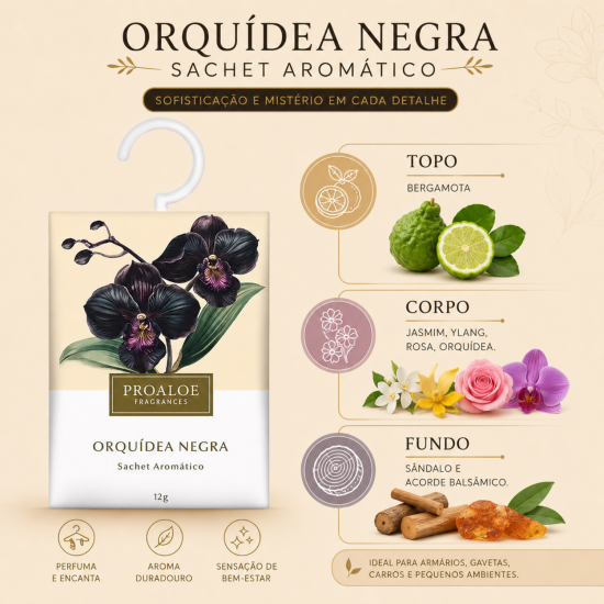 Sachê Aromatizador Proaloe Orquídea Negra 12g Sachê Aromatizador Proaloe Orquídea Negra 12g
