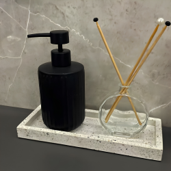Porta Sabonete Líquido 430mL Cerâmica Granilite Clean Preto Lyor Porta Sabonete Líquido 430mL Cerâmica Granilite Clean Preto Lyor