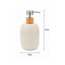 Porta Sabonete Líquido 430mL Cerâmica Granilite Lines Branco Lyor Porta Sabonete Líquido 430mL Cerâmica Granilite Lines Branco Lyor