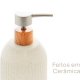 Porta Sabonete Líquido 430mL Cerâmica Granilite Lines Branco Lyor 