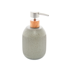 Porta Sabonete Líquido 430mL Cerâmica Granilite Lines Cinza Lyor 