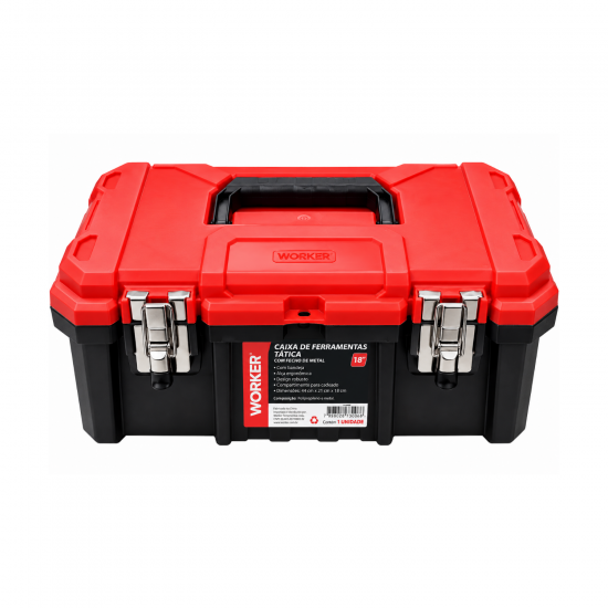 Caixa de Ferramentas Worker 18" Tática com Fecho de Metal