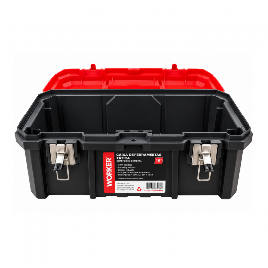 Caixa de Ferramentas Worker 18" Tática com Fecho de Metal