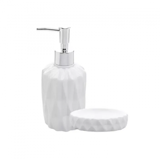 Conjunto Saboneteira 2 Peças Diamond Branco Lyor Conjunto Saboneteira 2 Peças Diamond Branco Lyor