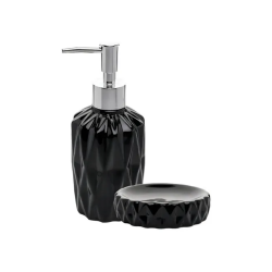 Conjunto Saboneteira 2 Peças Diamond Preto Lyor