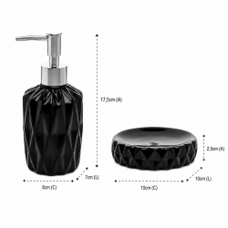 Conjunto Saboneteira 2 Peças Diamond Preto Lyor Conjunto Saboneteira 2 Peças Diamond Preto Lyor