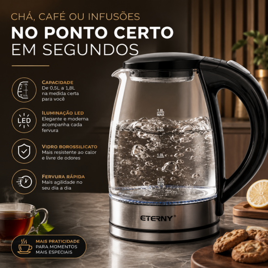 Jarra Elétrica de Vidro Eterny 1,8L 220V