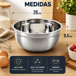 Tigela Bowl Inox RSPAN 26cm Tigela Bowl Inox RSPAN 26cm