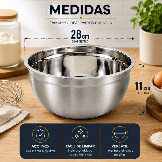 Tigela Bowl Inox RSPAN 28cm Tigela Bowl Inox RSPAN 28cm