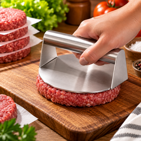 Amassador de Carne Inox Redondo 16X7,5cm RSPAN Amassador de Carne Inox Redondo 16X7,5cm RSPAN