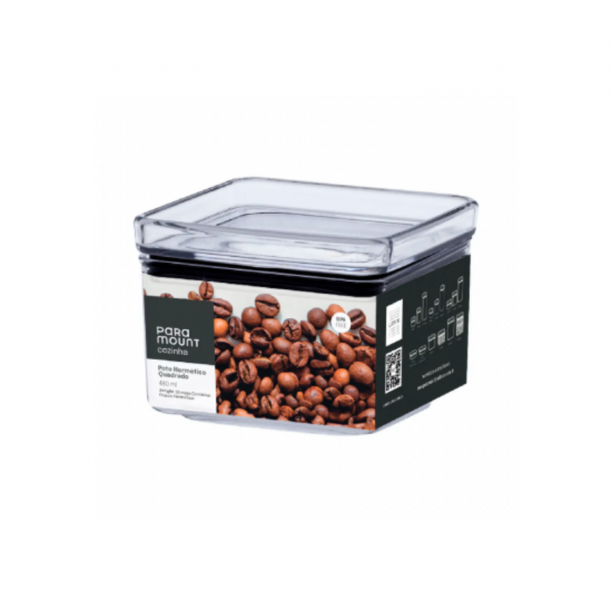 Pote Hermético Quadrado de Acrílico Paramount Lumini 480mL Pote Hermético Quadrado de Acrílico Paramount Lumini 480mL