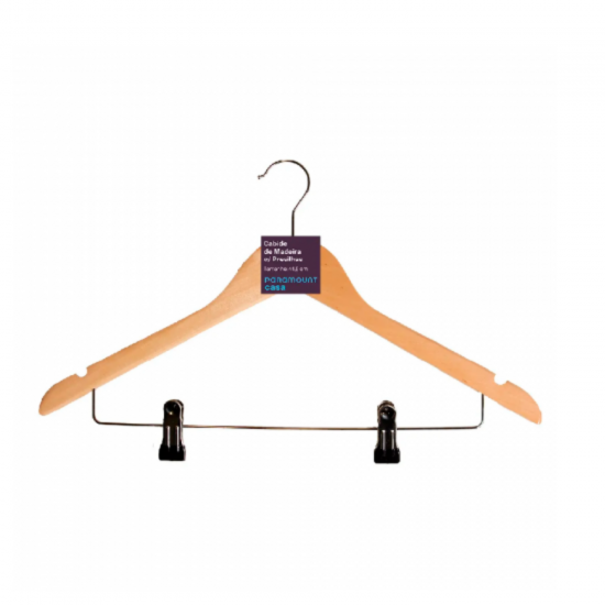 Cabide para Roupas Paramount Madeira c/ Presilhas