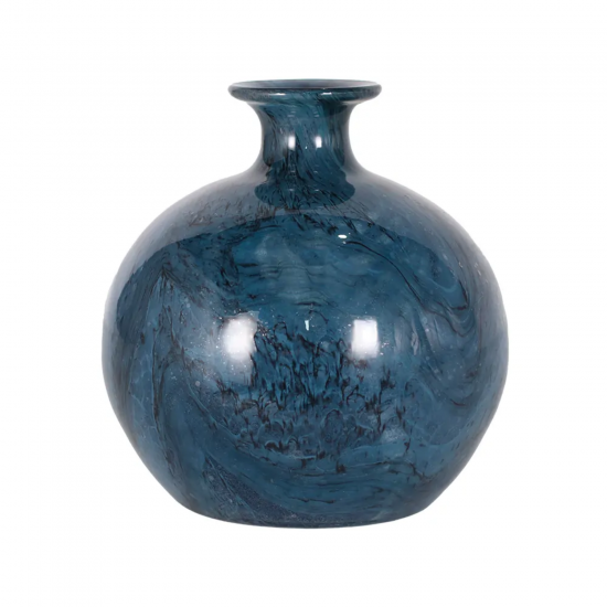 Vaso Decorativo em Vidro Paramount Murano Mesclado 21,5x23cm Azul Safira Vaso Decorativo em Vidro Paramount Murano Mesclado 21,5x23cm Azul Safira