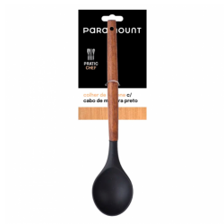 Colher de Arroz de Silicone Cabo Madeira Paramount Preto Colher de Arroz de Silicone Cabo Madeira Paramount Preto
