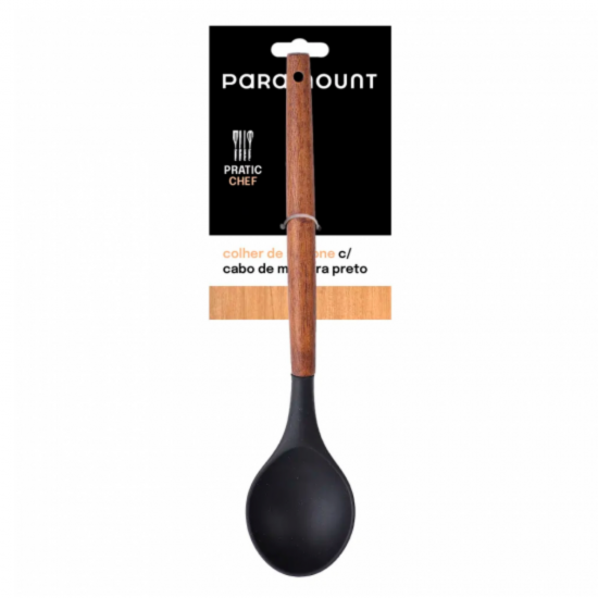 Colher de Arroz de Silicone Cabo Madeira Paramount Preto Colher de Arroz de Silicone Cabo Madeira Paramount Preto