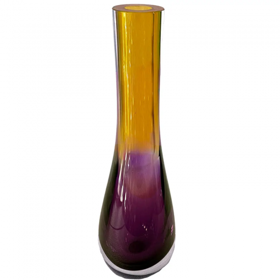 Vaso Decorativo em Vidro Paramount Murano 11x36cm Ambar com Roxo Ametista 