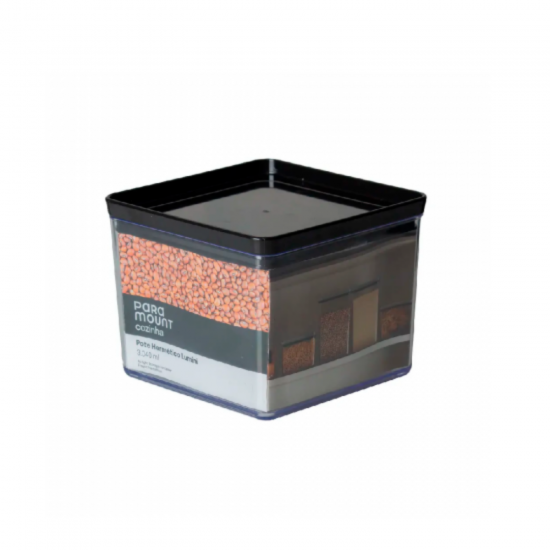 Pote Hermético Quadrado de Acrílico Paramount Lumini Black 3040mL Pote Hermético Quadrado de Acrílico Paramount Lumini Black 3040mL