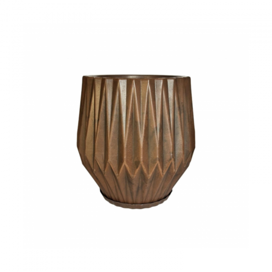 Vaso Plástico Redondo Chapecó Origami P Marrom com Prato